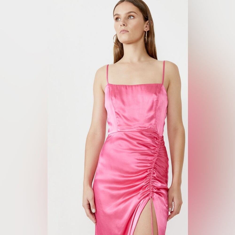 BARDOT NWT Zadie Rouched Midi Dress In Raspberry Pink Size US 8/Medium $129 MSRP - Picture 4 of 12